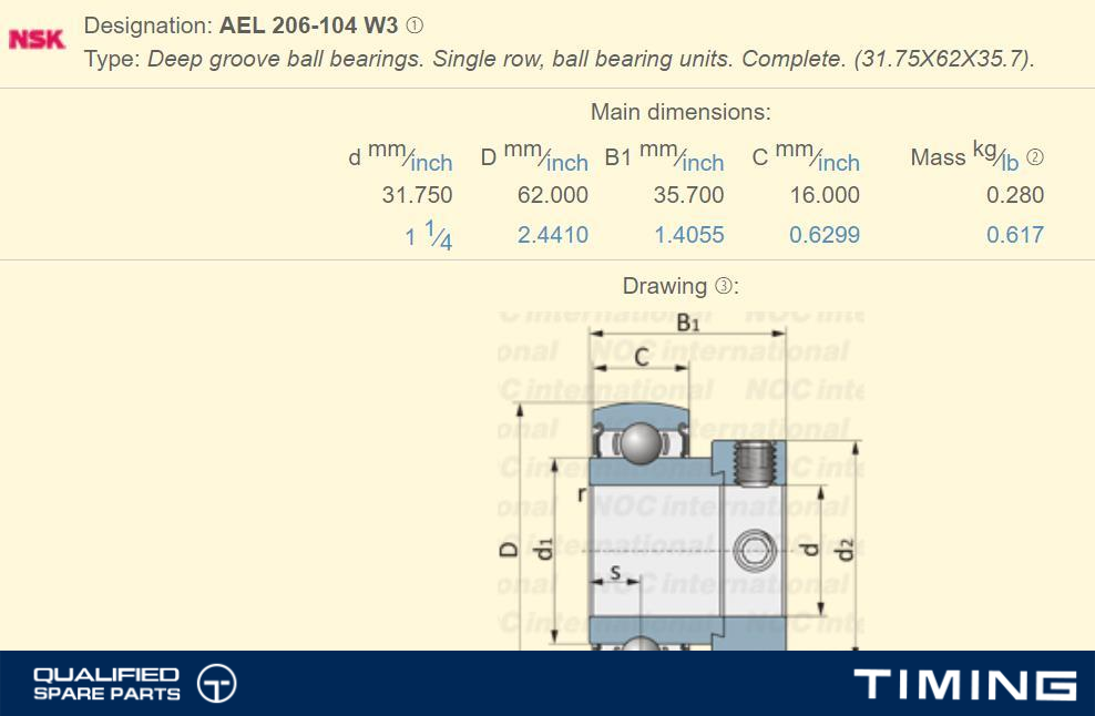 INSERT BEARING OE UEL206-102