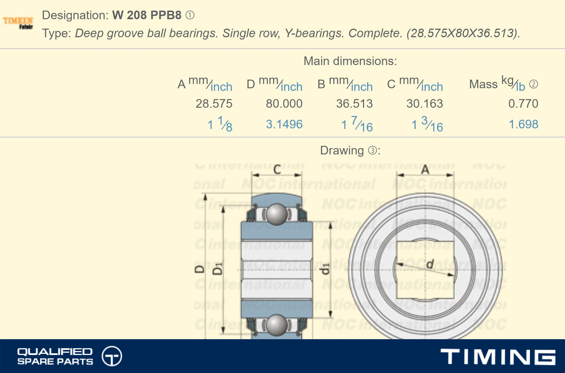 AGRICULTRUAL BEARING OE W211-PP-B3