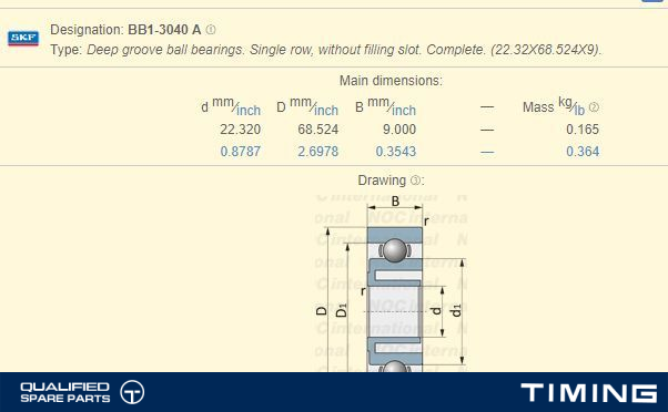 DEEP GROOVE BALL BEARING OE 628 ZZ