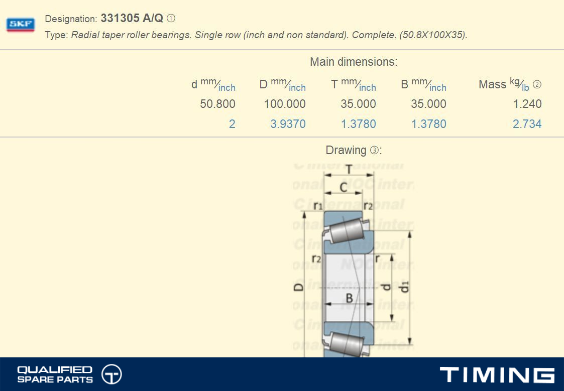 TAPER ROLLER BEARING OE 33013