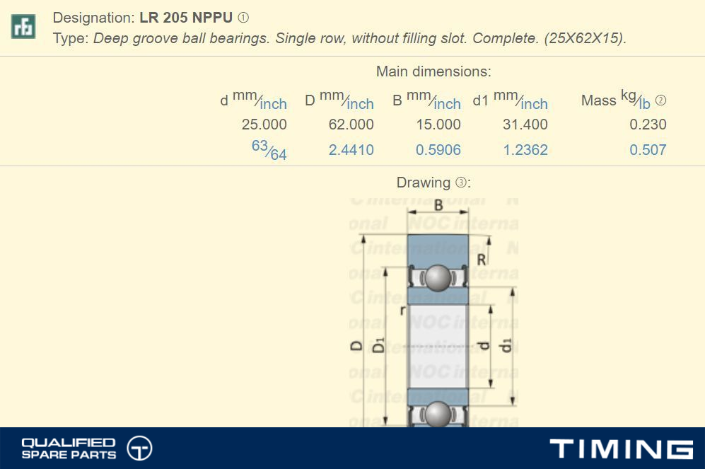 DEEP GROOVE BALL BEARING NISSAN 23120-58S01