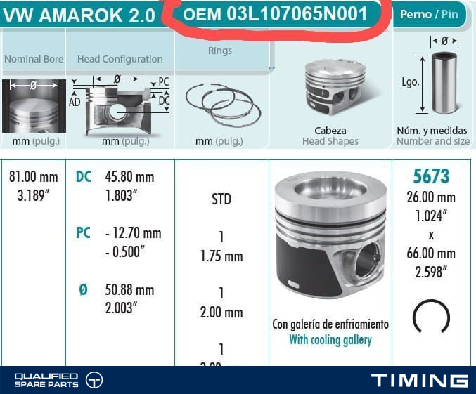 Engine Piston VW 03C107065AH/77.26